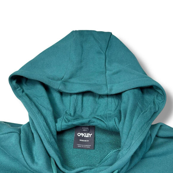 Oakley Factory Pilot Hoodie Teal Green Pullover Size M Regular Fit Fleece Casual - Picture 3 of 9